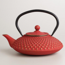 Coral Cast Iron Teapot